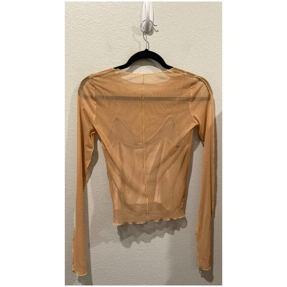 ZARA Mesh Tulle Top Printed Blouse - Picture 5 of 6